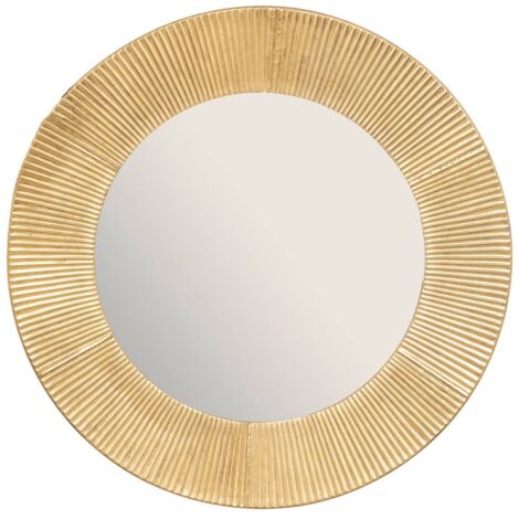 Atmosphera – Miroir mural en métal doré 90 cm – Design élégant pour salon et chambre – Verre et MDF – Installation facile avec fixations adaptées