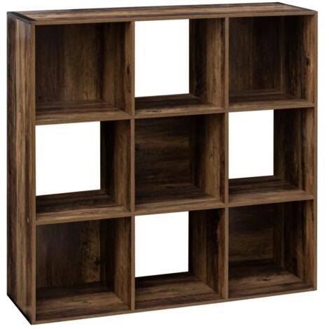 5Five Simply Smart – Étagère 9 cases marron en panneau de particules – Dimensions L. 100,5 x P. 32 x H. 100,5 cm – Charge max 20 kg – Style industriel (1/5)