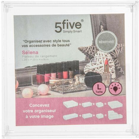 Five - Plateau De Rangement Transparent Pour Maquillage Et Accessoires Beauté - Format L 38.5 Cm, Pratique Et Élégant