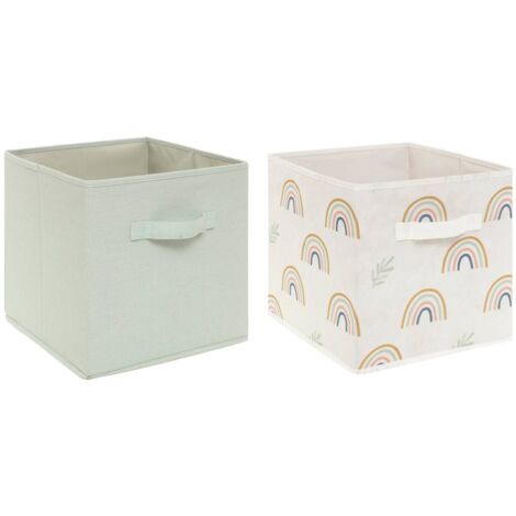 Atmosphera – Ensemble de 2 boîtes de rangement pour enfants en carton vert – Dimensions 29x29x29 cm – Poids léger 0.9 kg – Pour chambre ou salon