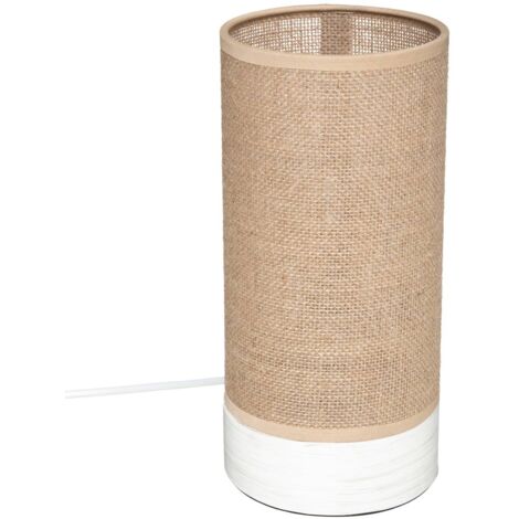 Atmosphera Lampe Elva beige bois de pin lin mélangé