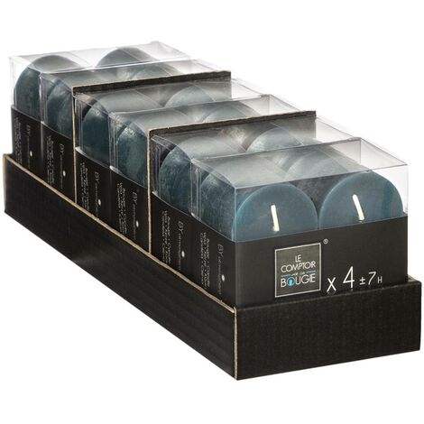 Bougie Votive Rustique Atmosphera - Bleu Canard - 60g - Parfumée - Durée De Combustion 7 Heures - 12