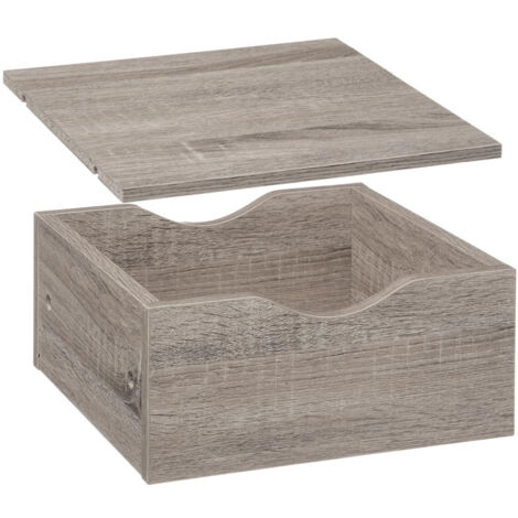 Tiroir et Tablette pour étagère effet chêne gris 31 x 31 cm - Five (1/5)