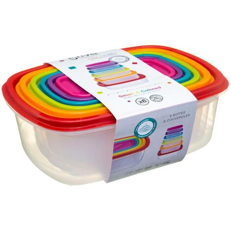 6 boîtes de conservation colors plastique - 5five
