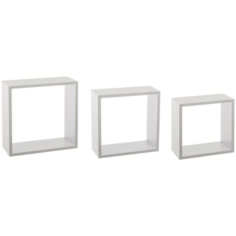 5Five Simply Smart – Lot de 3 étagères murales flottantes en MDF blanc – Dimensions : 24/27/30 cm – Fixations invisibles pour installation propre – Design moderne (1/7)