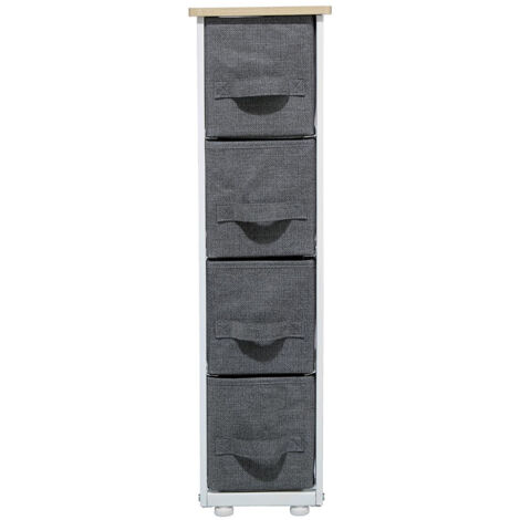 MEUBLE DE RANGEMENT ÉTROIT 4 TIROIRS GRIS FONCÉ - Armoire & Casier