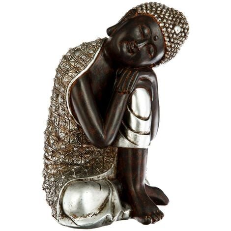 Statuette déco design  Femme assise contemplation , céramique noir