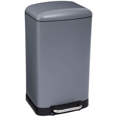 5Five Simply Smart – Poubelle à pédale métal 30L – Gris anthracite – Ouverture silencieuse – Système de fermeture ralentie – Dimensions L. 34 x P. 32 x H. 61 cm