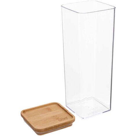 Boîte alimentaire rectangulaire en verre et bambou 1,5L transparent
