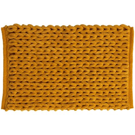 Tapis de bain tressé épais Jaune moutarde 50x75 cm (1/5)