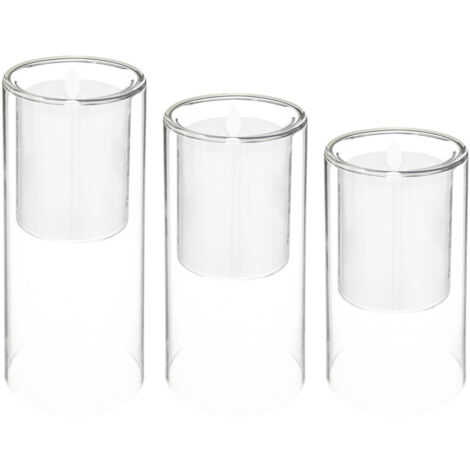 Coffret de 3 Bougies LED à flamme vacillante en Verre - Atmosphera (1/5)