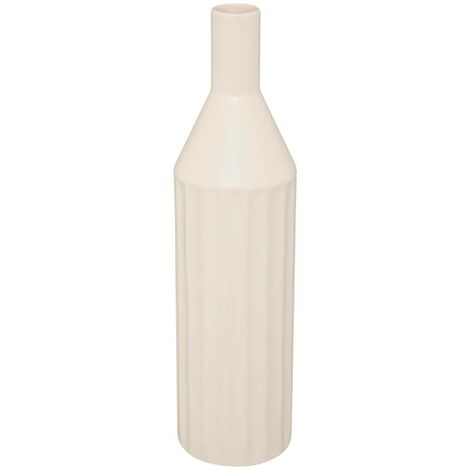 Atmosphera – Vase soliflore en céramique beige H 30 cm – Goulot haut pour stabilisation des tiges – Décoration moderne et artisanale