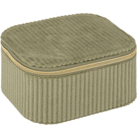 Boîte à bijoux en velours Vert Kaki avec fermeture zip - Atmosphera