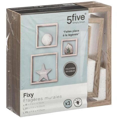 3 petites étagères murales fixy cube effet chêne - 5five