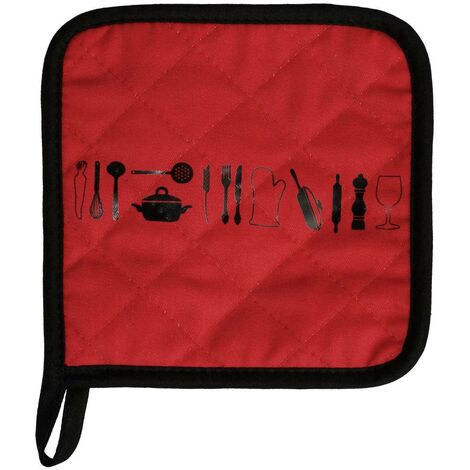 Lave vaisselle chaude, 18 x 18 cm, coton, rouge et noir (1/2)