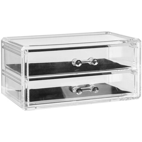 5Five Simply Smart – Boîte à bijoux 2 tiroirs transparente – Polystyrène – Longueur 18.80 cm – Hauteur 11.60 cm – Rangement moderne