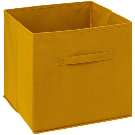 5Five Simply Smart – Coffre de rangement en tissu 31x31cm – Couleur jaune moutarde – Structure en polypropylène – Compatible systèmes modulables