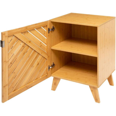 Meuble Haut Bambou Avec Miroir - 38,5x20x58cm - Étagères Modulables - Style Naturel