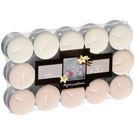 Lot de 30 bougies chauffe plat - Parfum vanille - Livraison gratuite