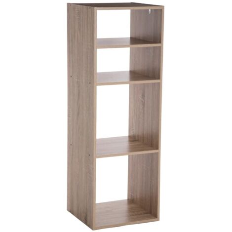 Meuble Étagère 4 cases de rangement effet bois naturel H 100.5 cm - Five (1/3)