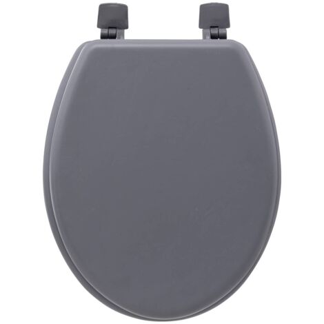 Five – Couvercle de WC en bois laqué gris – Abattant adulte pour cuvette standard – Charnières en résine plastique – Dimensions 48x36x5cm