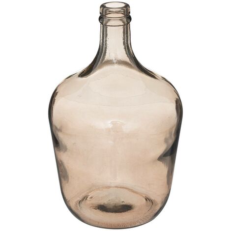 Atmosphera – Vase dame jeanne en verre recyclé gris fumé D 18 cm x H 30 cm – Décoration vintage pour fleurs longues – Écologique et élégant