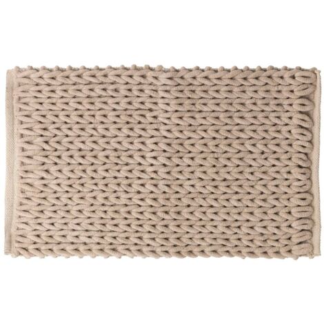 5Five Simply Smart – Tapis de bain tressé beige 50x75 cm – Polyester et coton – Lavable en machine à 30°C – Certifié OEKO-TEX