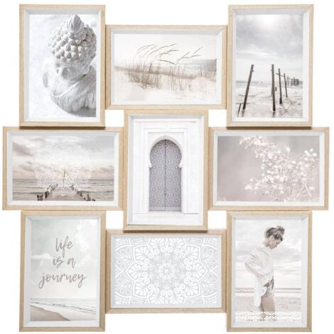 Cadre Pêle-mêle Multivues 9 Photos en bois et verre 45 x 45 cm - Atmosphera (1/5)