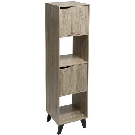 5Five Simply Smart – Etagère 4 cases en bois de pin et MDF – Dimensions L. 34,5 x P. 32 x H. 146,5 cm – 4 pieds en finition bois naturel (1/10)