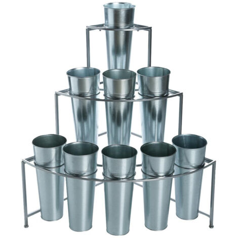 Atmosphera – Étagère présentoir en zinc 9 cache-pots – Dimensions 94x67,5x95 cm – Pour intérieur décoratif – Pots D. 16,5 cm H. 40 cm