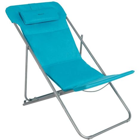 Hesperide – Chilienne de jardin pliante 3 positions – Acier traité époxy – Toile polyester bleu lagon – Légère 3 kg pour transport facile