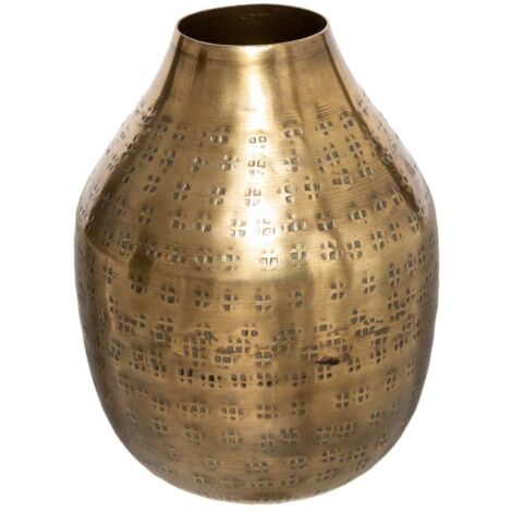 Vase en métal martelé doré 15cm – Finition artisanale pour bouquets exotiques – Décoration intérieure chic – Atmosphera (1/3)