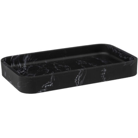 Plateau rectangulaire anglulaire léa effet marbre noir - 5five