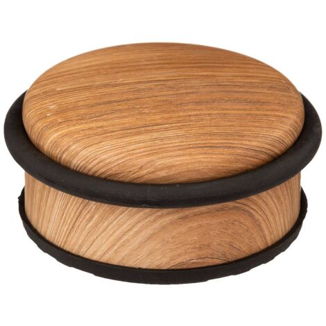 5Five Simply Smart – BLOC PORTE BAS EN BOIS NATUREL ET NOIR – Stop-porte pour portes intérieures – Installation simple – Dimensions 10.4x4.7cm