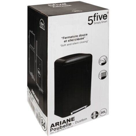 Poubelle à pédale métal 30l ariane noir - 5five