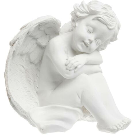 Ange assis H.15,5cm résine - Atmosphera créateur d'intérieur