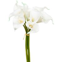 Atmosphera – Bouquet artificiel 8 arums blanches H 36 cm – Fleurs en polyuréthane et polyester – Tiges en polyéthylène et fer – Décoration intérieure élégante