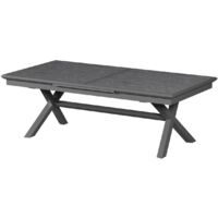 Hesperide – Table de jardin extensible 12 places en aluminium traité époxy – Rallonge automatique 80 cm – Résistance anti-rouille et UV – Effet bois gris