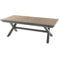 Hesperide – Table de jardin extensible 10 places en aluminium traité époxy – Effet bois honey et praline – Dimensions 220/279 x 113 cm