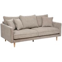 Atmosphera – Canapé droit 3 places 194x96cm beige – Tissu raffiné et élégant – Confort optimal avec coussins rembourrés
