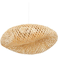 Atmosphera – Suspension D50 en bambou tressé – Dimensions D. 51 cm x H. 36 cm – Douille E27 – Longueur câble 100 cm – Ambiance chaleureuse