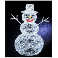 Fééric Lights And Christmas – Déco lumineuse bonhomme de neige 3D 80 LED blanc froid – H 60 cm – Acrylique et acier – Câble 5 m pour intérieur et extérieur