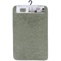 Tapis memoire de forme microfibre galet 50x80cm - vert kaki - Tendance