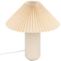 Lampe à poser en porcelaine Beige moucheté et abat-jour en Tetron coton H 38 cm - Atmosphera