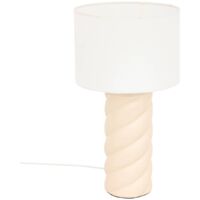 Lampe à poser en céramique Beige et abat-jour en coton Blanc H 44 cm - Atmosphera