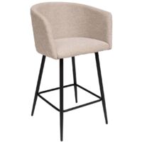 Atmosphera – Fauteuil de bar tissu beige – Hauteur d'assise 75 cm – Pieds en métal noir – Rembourrage mousse polyuréthane pour confort