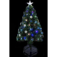 Sapin De Noël Artificiel Lumineux 120 Cm - Avec Fibres Optiques Colorées Et Flocons De Neige LED - Décoration Intérieure/extérieure - 11