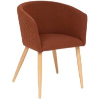 Atmosphera – Fauteuil à dîner Marlo en velours ambre – Pieds compas en bois de hêtre – Assise rembourrée en mousse haute résilience – Dimensions L. 55 x P. 55 x H. 76 cm