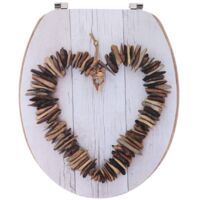 Abattant wc mdf 18 pouces couvercle design imprimee et assise facon bois attaches acier inoxydable - amour - Tendance
