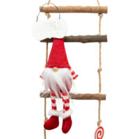Déco de Noël à suspendre 2 Gnomes rouges sur une échelle H 115 cm - Feeric Christmas
